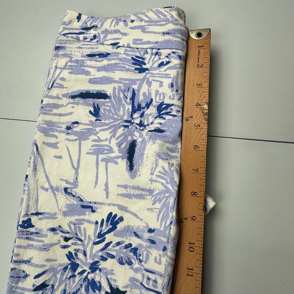 Lilly Pulitzer Kelly Ankle Pants Womens 0 Blue Palm Trees Skinny Tropical Beach - Picture 12 of 15